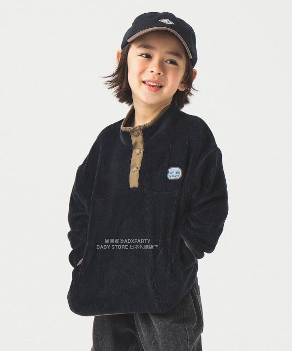 日本童裝 B:MING by BEAMS 抓毛半拉鍊上衣 90-140cm 男童款/女童款 秋冬季 TOPS 聖誕紅/新年紅