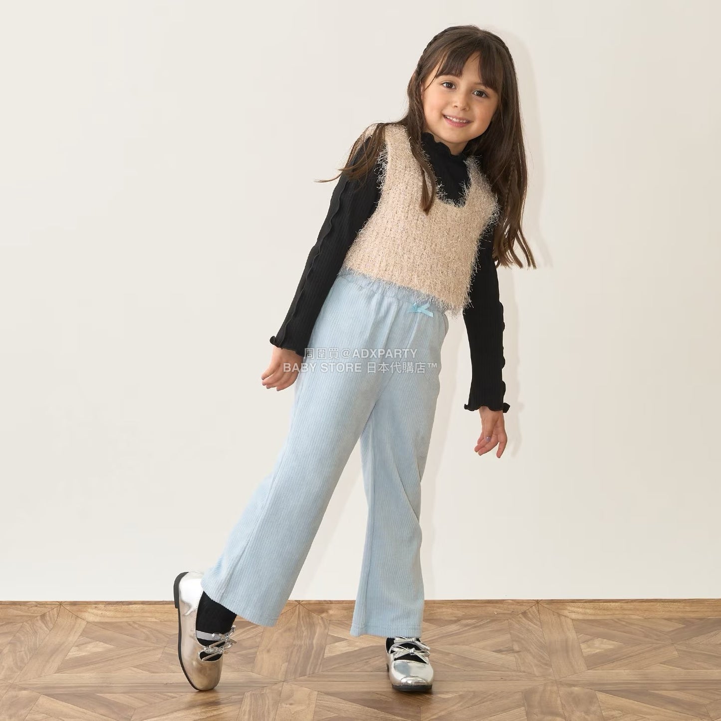 日本童裝 Ly# mine 木耳邊高領上衣 100-150cm 女童款 秋季 TOPS