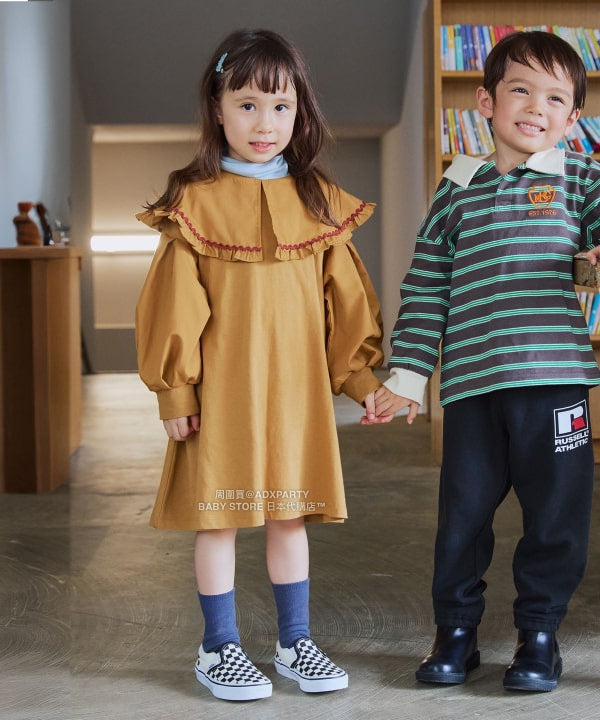 日本童裝 B:MING by BEAMS 荷葉邊領連身裙 90-140cm 女童款 秋冬季 DRESSES