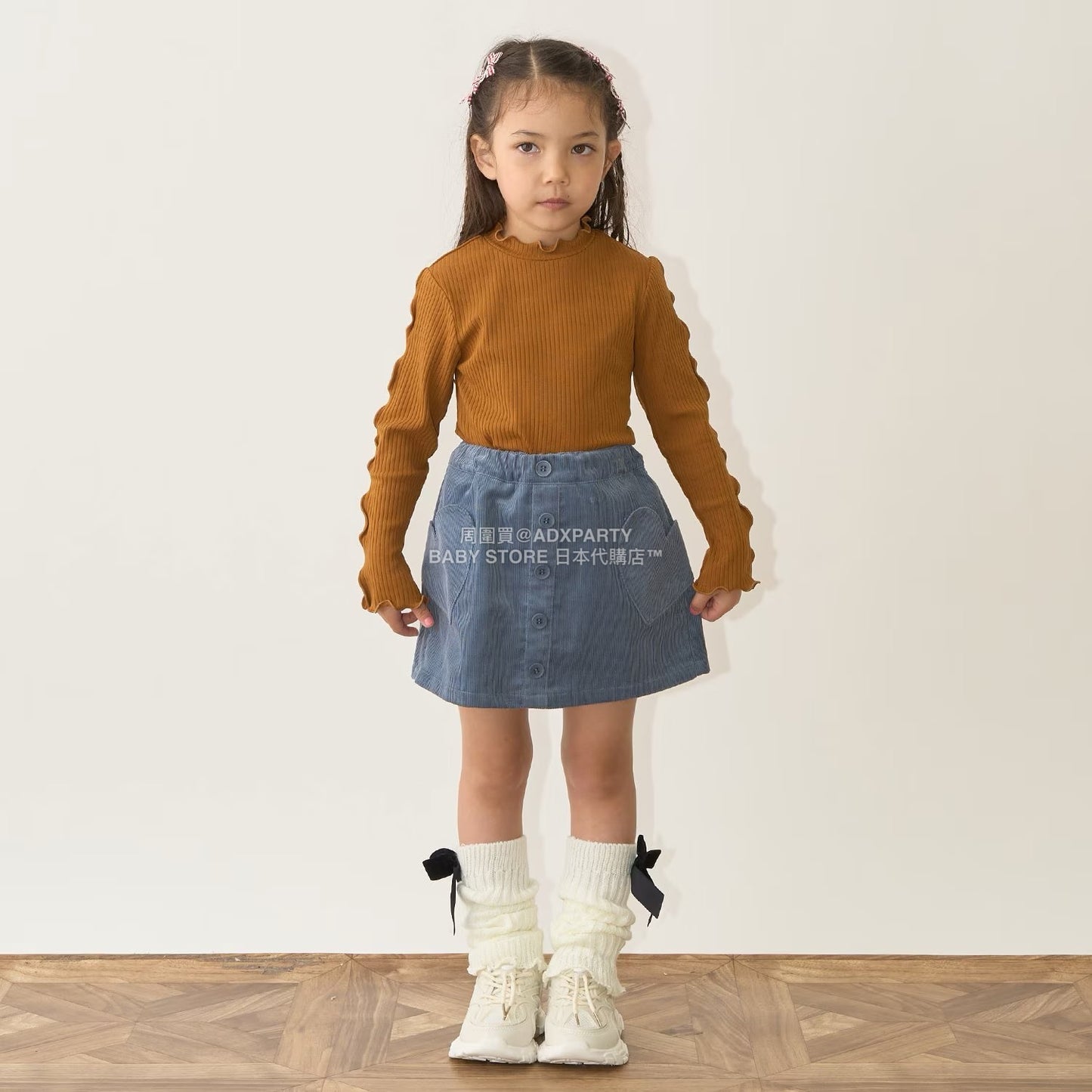 日本童裝 Ly# mine 木耳邊高領上衣 100-150cm 女童款 秋季 TOPS