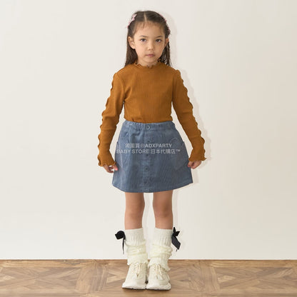 日本童裝 Ly# mine 木耳邊高領上衣 100-150cm 女童款 秋季 TOPS