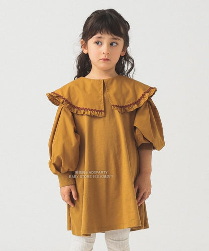 日本童裝 B:MING by BEAMS 荷葉邊領連身裙 90-140cm 女童款 秋冬季 DRESSES