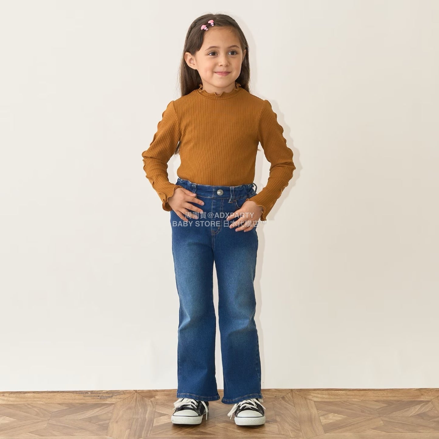 日本童裝 Ly# mine 木耳邊高領上衣 100-150cm 女童款 秋季 TOPS