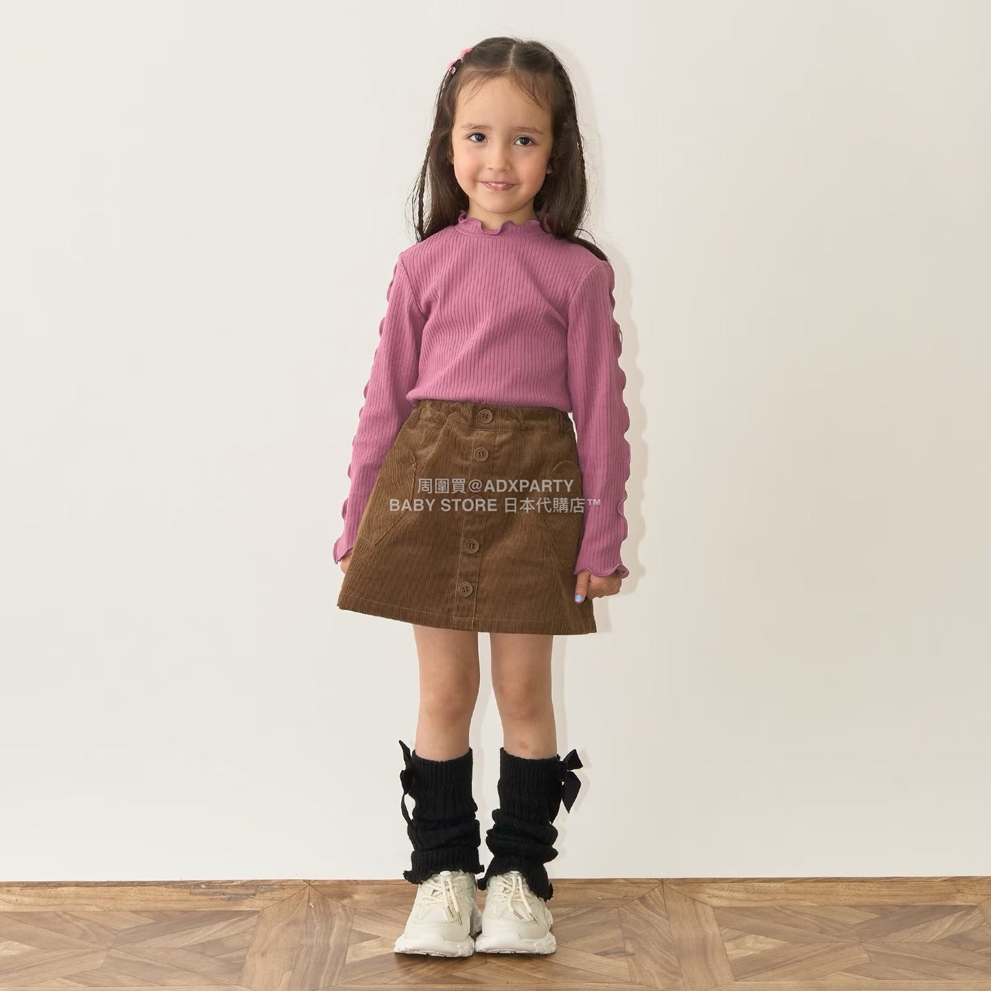 日本童裝 Ly# mine 木耳邊高領上衣 100-150cm 女童款 秋季 TOPS