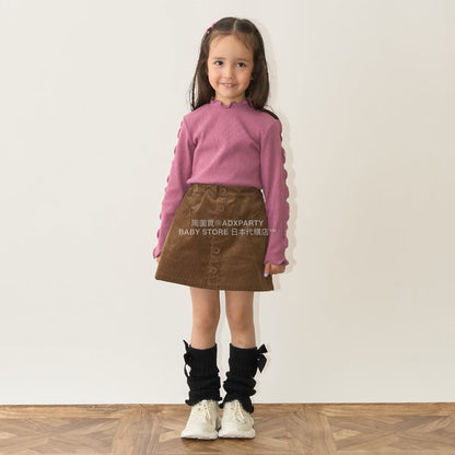 日本童裝 Ly# mine 木耳邊高領上衣 100-150cm 女童款 秋季 TOPS