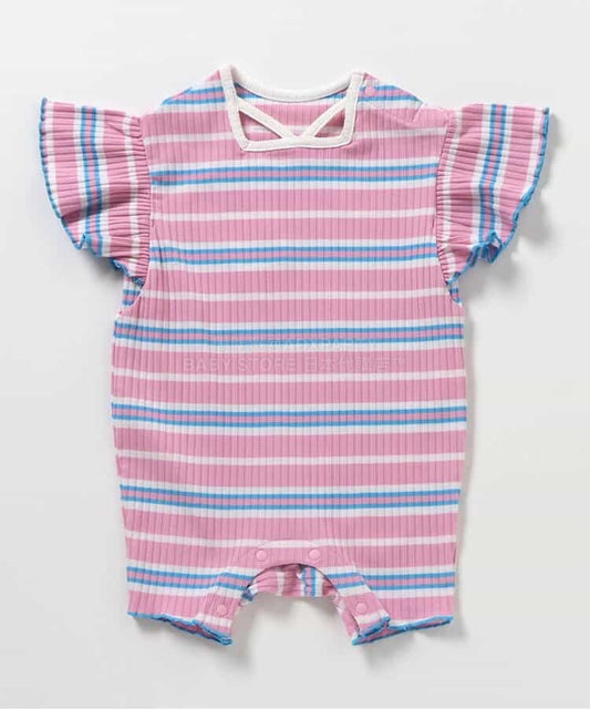 日本童裝 BREEZE 柔和羅紋荷葉邊連衣 70-80cm 女童款 初生嬰兒 夏季 Jumpsuit