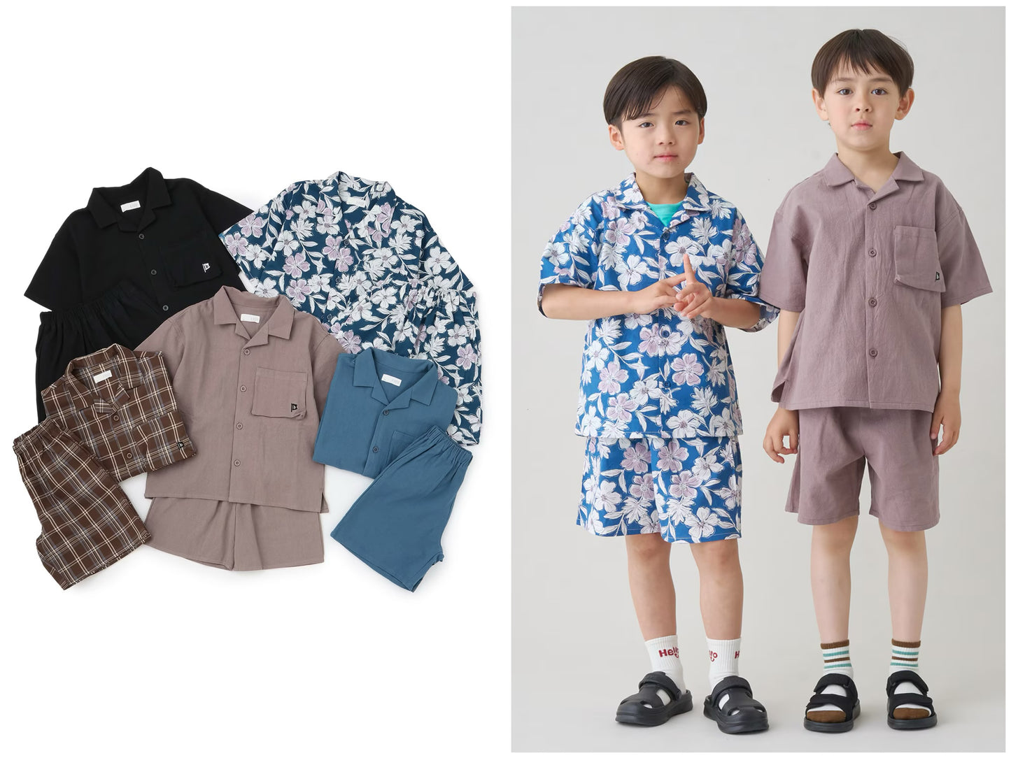 日本童裝 b・R# 襯衫短褲兩件套裝 100-140cm 男童款 夏季 TOPS PANTS