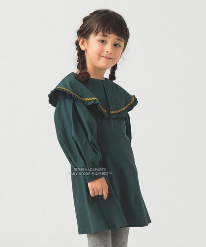 日本童裝 B:MING by BEAMS 荷葉邊領連身裙 90-140cm 女童款 秋冬季 DRESSES