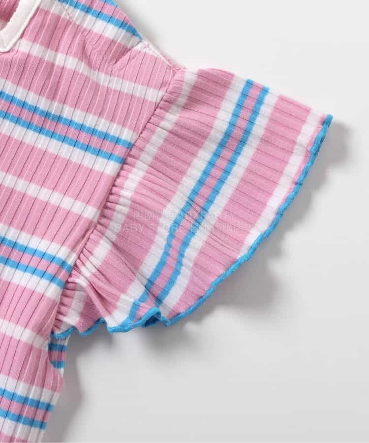 日本童裝 BREEZE 柔和羅紋荷葉邊連衣 70-80cm 女童款 初生嬰兒 夏季 Jumpsuit