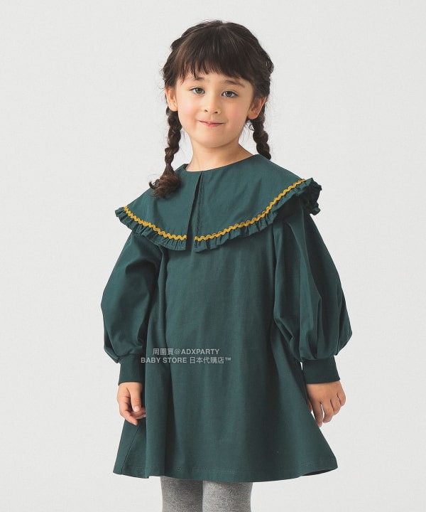 日本童裝 B:MING by BEAMS 荷葉邊領連身裙 90-140cm 女童款 秋冬季 DRESSES