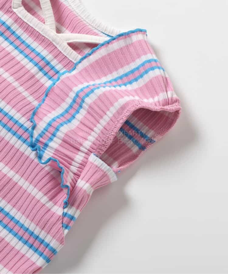 日本童裝 BREEZE 柔和羅紋荷葉邊連衣 70-80cm 女童款 初生嬰兒 夏季 Jumpsuit