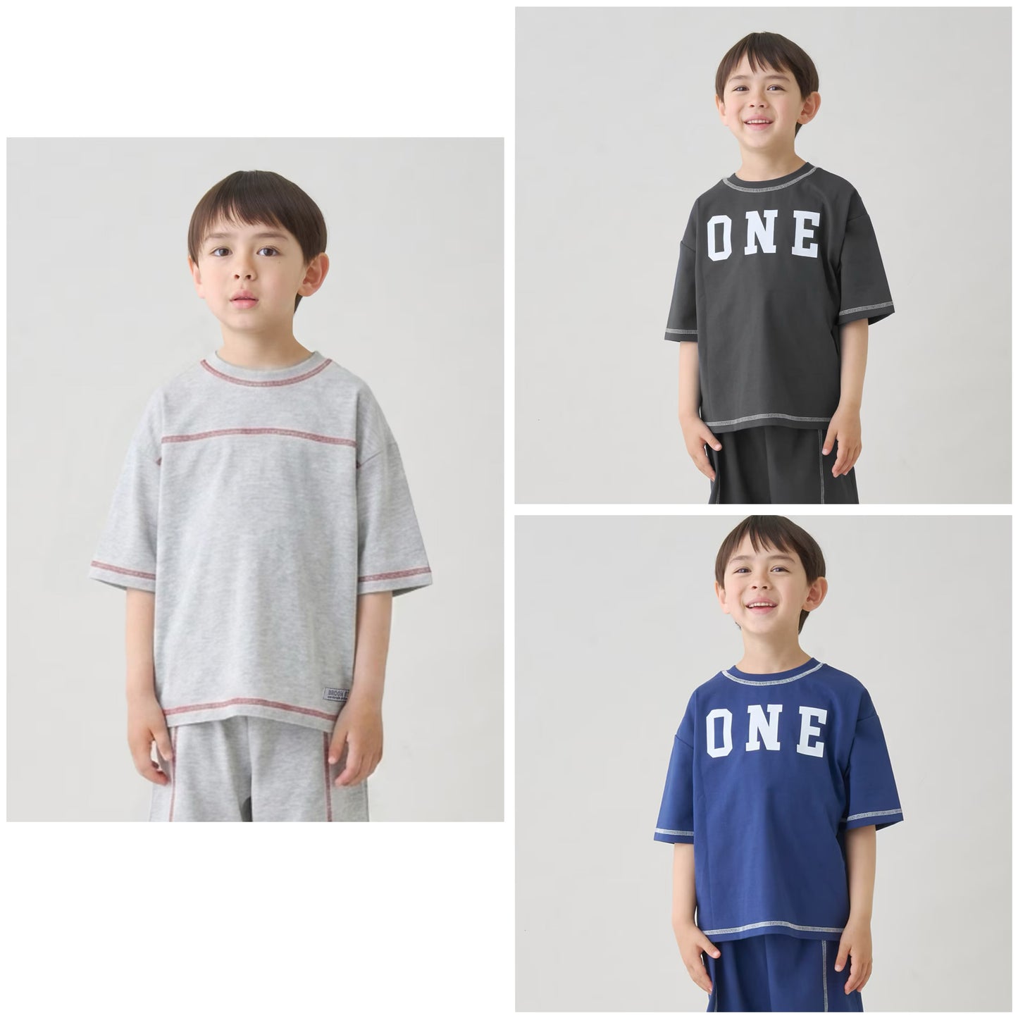 日本童裝 b・R# 防UV 隔熱布料 2Way 前後兩著 撞色拼接上衣 100-140cm 男童款 夏季 TOPS