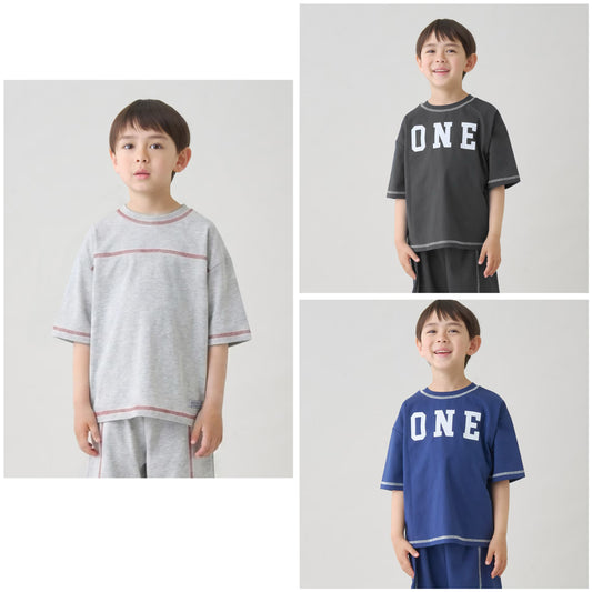 日本童裝 b・R# 防UV 隔熱布料 2Way 前後兩著 撞色拼接上衣 100-140cm 男童款 夏季 TOPS