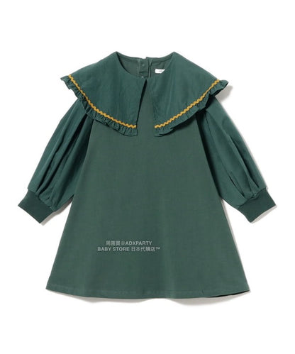 日本童裝 B:MING by BEAMS 荷葉邊領連身裙 90-140cm 女童款 秋冬季 DRESSES