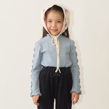 日本童裝 Ly# mine 木耳邊高領上衣 100-150cm 女童款 秋季 TOPS