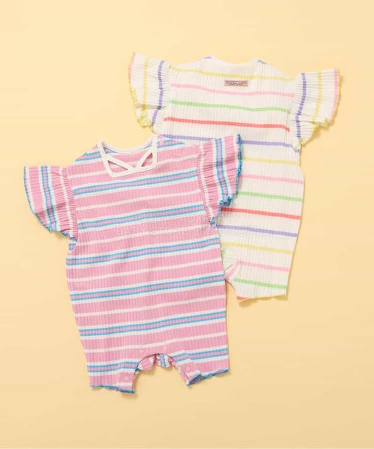 日本童裝 BREEZE 柔和羅紋荷葉邊連衣 70-80cm 女童款 初生嬰兒 夏季 Jumpsuit