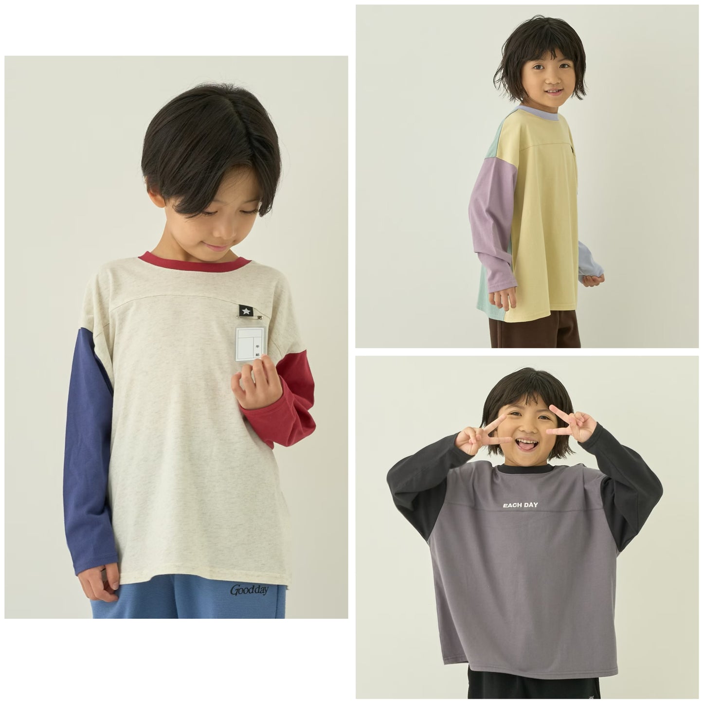 日本童裝 b・R# 防污系列 吸水速乾系列 防UV 拼色上衣 110-140cm 男童款 秋季 TOPS