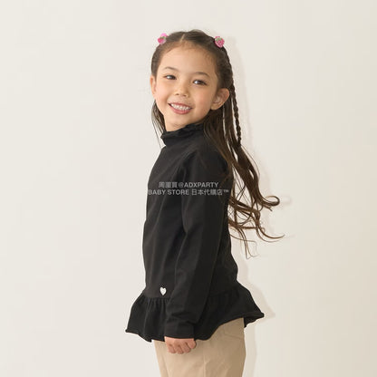 日本童裝 Ly# mine 荷葉邊皺褶高領上衣 100-150cm 女童款 秋季 TOPS