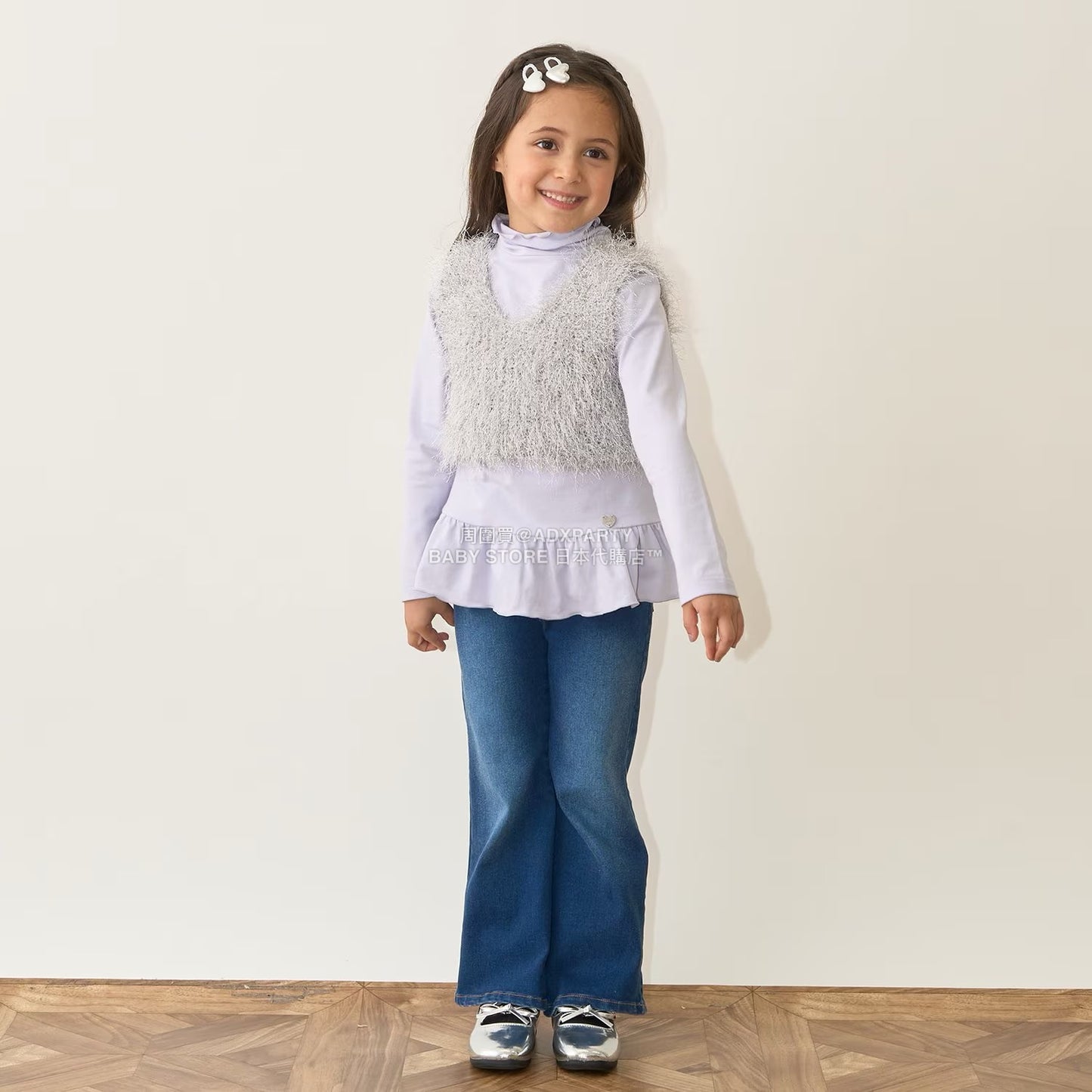 日本童裝 Ly# mine 荷葉邊皺褶高領上衣 100-150cm 女童款 秋季 TOPS