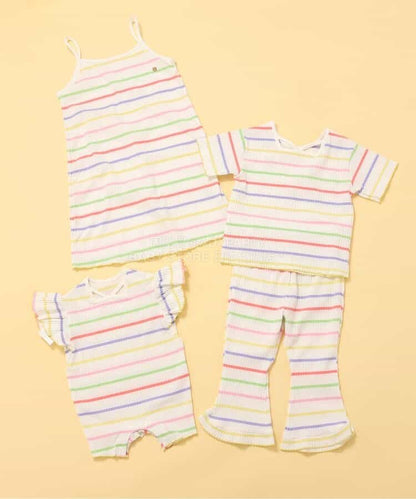 日本童裝 BREEZE 柔和羅紋荷葉邊連衣 70-80cm 女童款 初生嬰兒 夏季 Jumpsuit