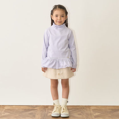 日本童裝 Ly# mine 荷葉邊皺褶高領上衣 100-150cm 女童款 秋季 TOPS