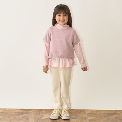 日本童裝 Ly# mine 荷葉邊皺褶高領上衣 100-150cm 女童款 秋季 TOPS