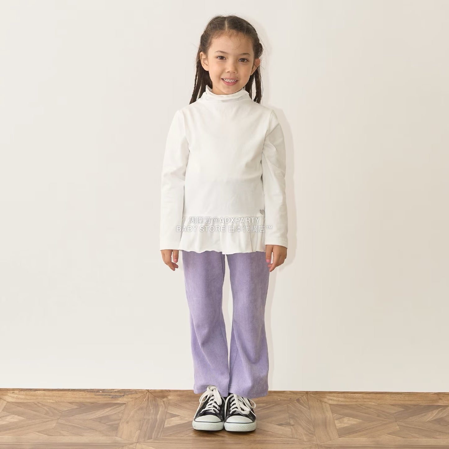 日本童裝 Ly# mine 荷葉邊皺褶高領上衣 100-150cm 女童款 秋季 TOPS