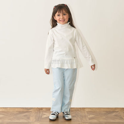 日本童裝 Ly# mine 荷葉邊皺褶高領上衣 100-150cm 女童款 秋季 TOPS