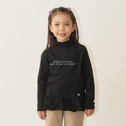 日本童裝 Ly# mine 荷葉邊皺褶高領上衣 100-150cm 女童款 秋季 TOPS