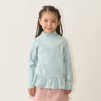 日本童裝 Ly# mine 荷葉邊皺褶高領上衣 100-150cm 女童款 秋季 TOPS