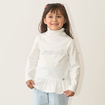 日本童裝 Ly# mine 荷葉邊皺褶高領上衣 100-150cm 女童款 秋季 TOPS