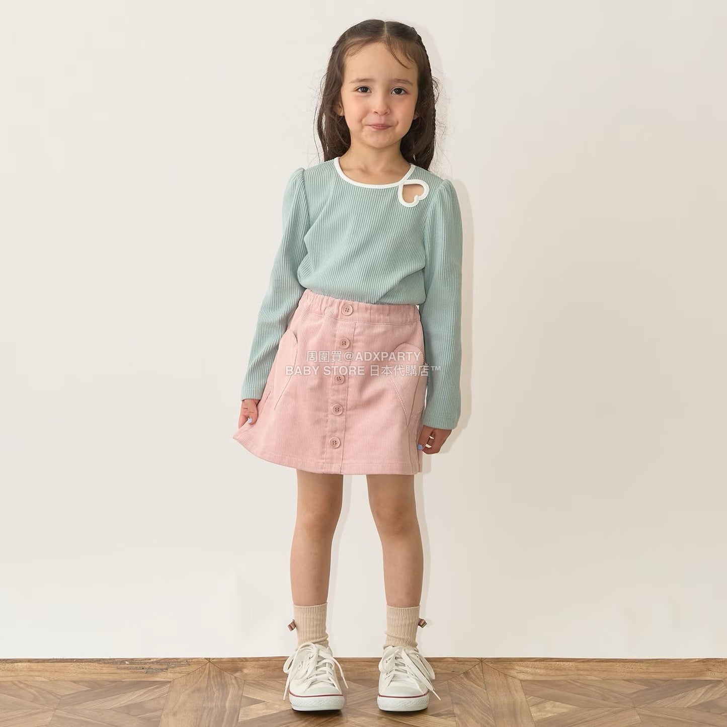 日本童裝 Ly# mine 心形鏤空毛巾布上衣 100-150cm 女童款 秋季 TOPS