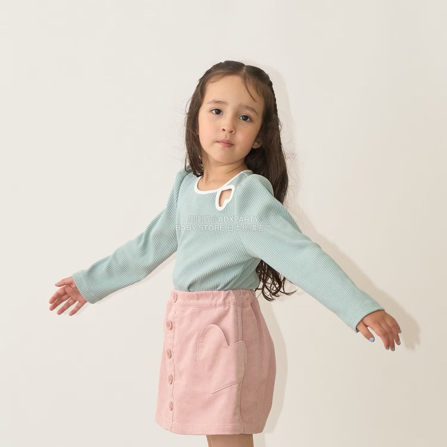 日本童裝 Ly# mine 心形鏤空毛巾布上衣 100-150cm 女童款 秋季 TOPS