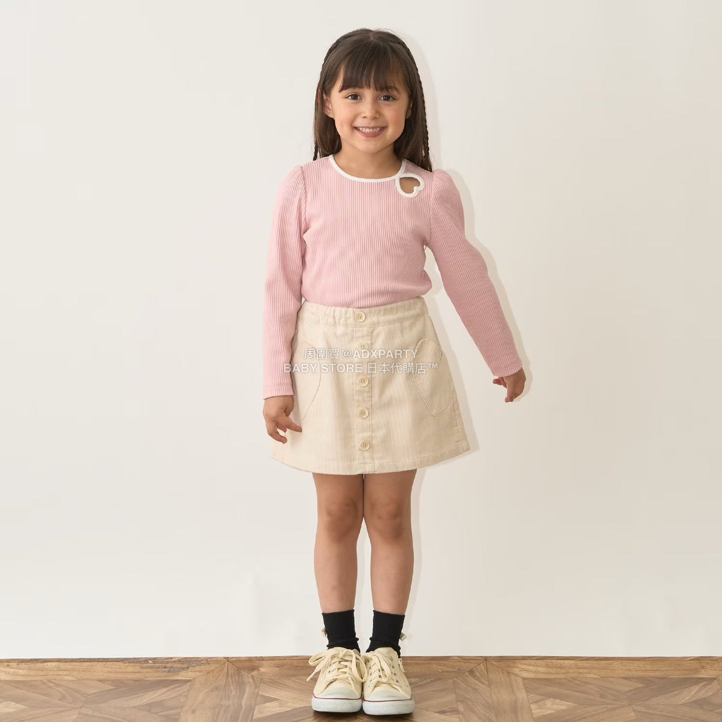 日本童裝 Ly# mine 心形鏤空毛巾布上衣 100-150cm 女童款 秋季 TOPS