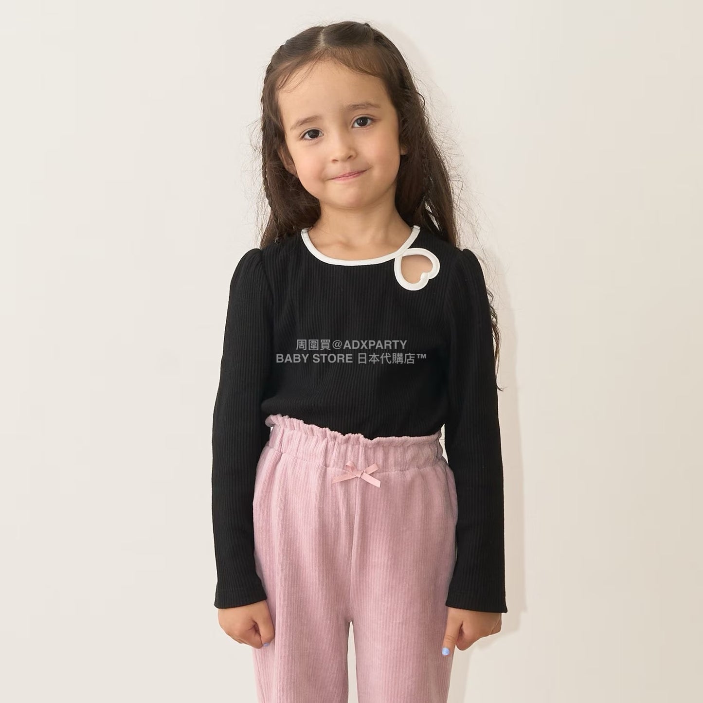 日本童裝 Ly# mine 心形鏤空毛巾布上衣 100-150cm 女童款 秋季 TOPS