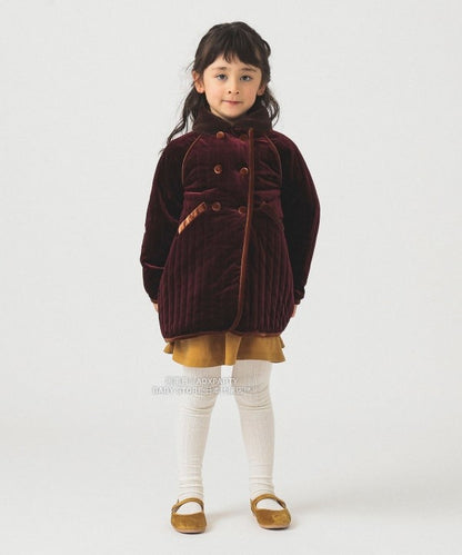 日本童裝 B:MING by BEAMS 天鵝絨絎縫夾棉大褸 100-140cm 女童款 秋冬季 (適合香港平均溫度、寒冷天氣、溫度低天氣）OUTERWEAR  聖誕紅/新年紅