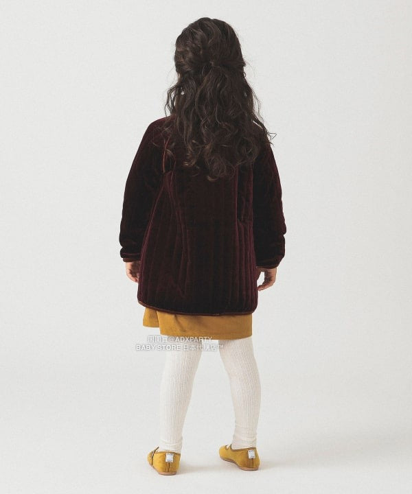 日本童裝 B:MING by BEAMS 天鵝絨絎縫夾棉大褸 100-140cm 女童款 秋冬季 (適合香港平均溫度、寒冷天氣、溫度低天氣）OUTERWEAR  聖誕紅/新年紅