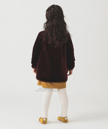 日本童裝 B:MING by BEAMS 天鵝絨絎縫夾棉大褸 100-140cm 女童款 秋冬季 (適合香港平均溫度、寒冷天氣、溫度低天氣）OUTERWEAR  聖誕紅/新年紅