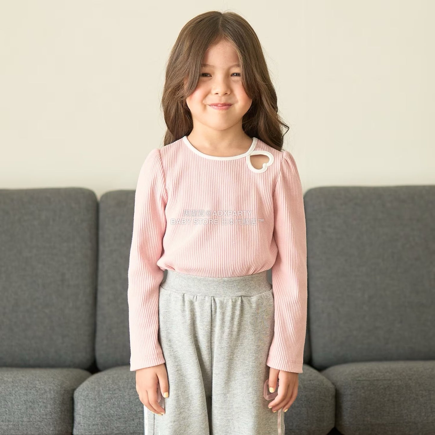 日本童裝 Ly# mine 心形鏤空毛巾布上衣 100-150cm 女童款 秋季 TOPS