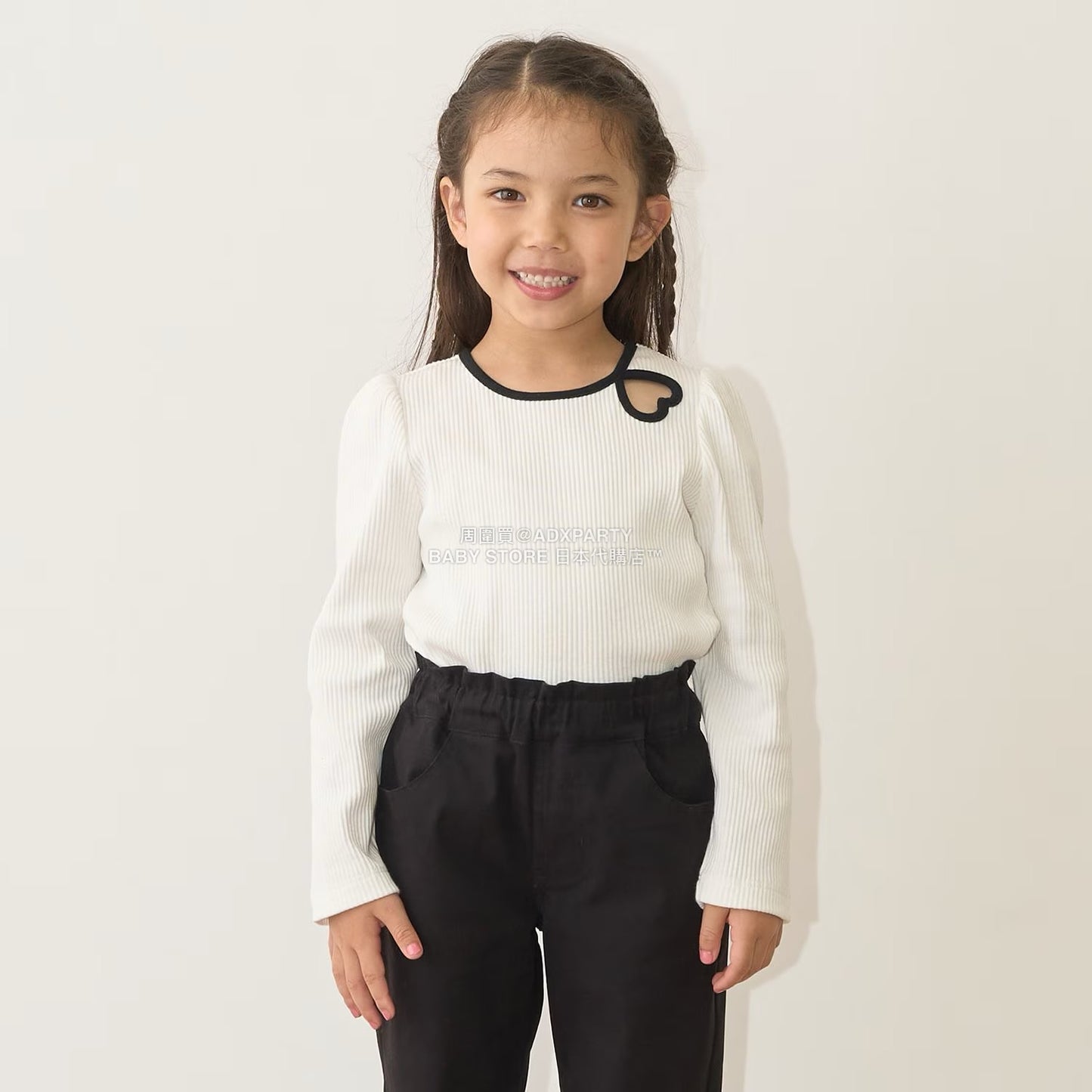 日本童裝 Ly# mine 心形鏤空毛巾布上衣 100-150cm 女童款 秋季 TOPS