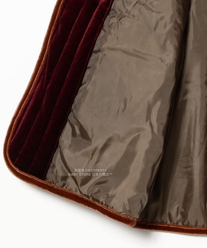 日本童裝 B:MING by BEAMS 天鵝絨絎縫夾棉大褸 100-140cm 女童款 秋冬季 (適合香港平均溫度、寒冷天氣、溫度低天氣）OUTERWEAR  聖誕紅/新年紅