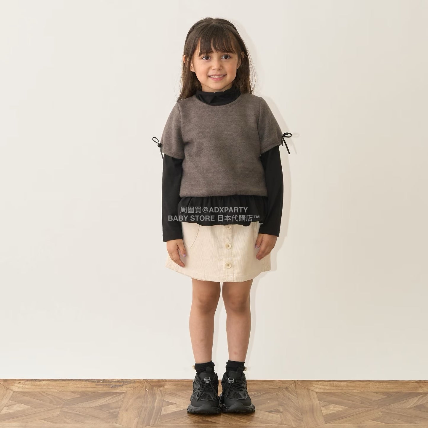 日本童裝 Ly# mine 蓬鬆拉絨短袖上衣 110-150cm 女童款 秋季 TOPS