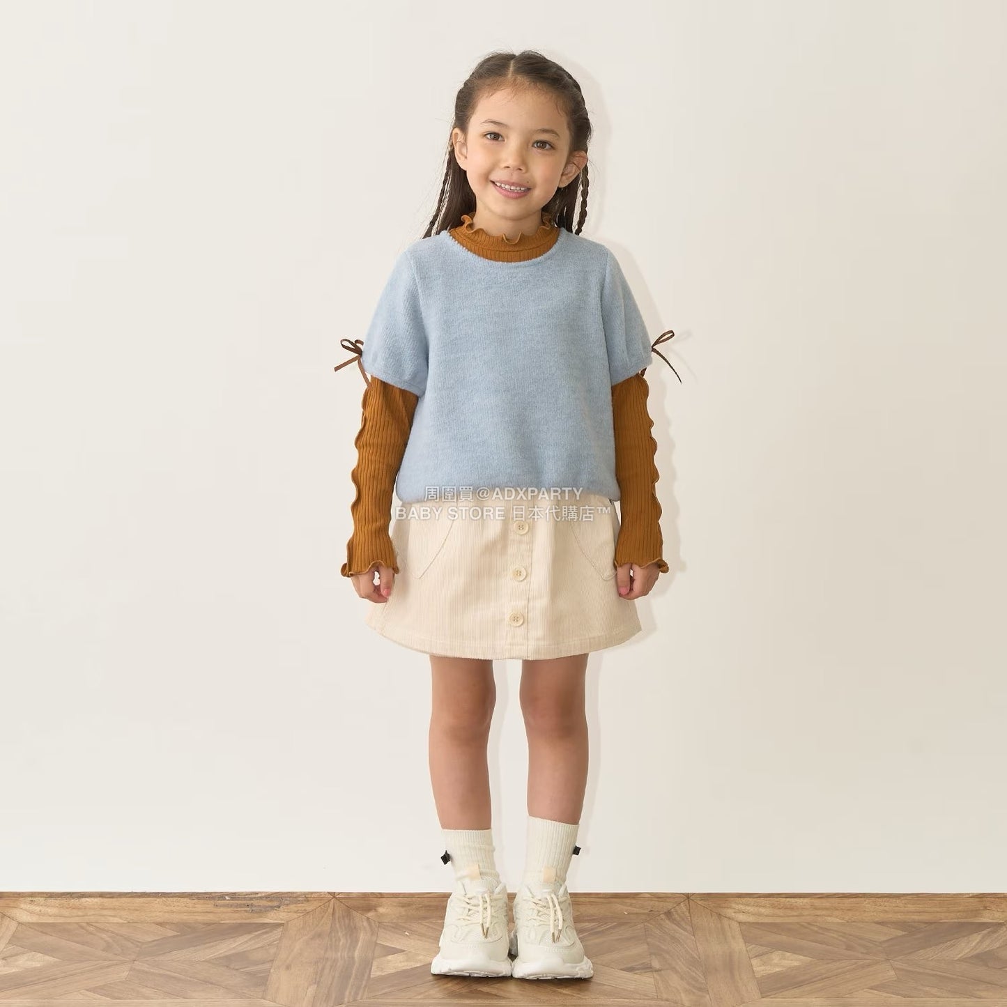 日本童裝 Ly# mine 蓬鬆拉絨短袖上衣 110-150cm 女童款 秋季 TOPS