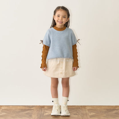 日本童裝 Ly# mine 蓬鬆拉絨短袖上衣 110-150cm 女童款 秋季 TOPS