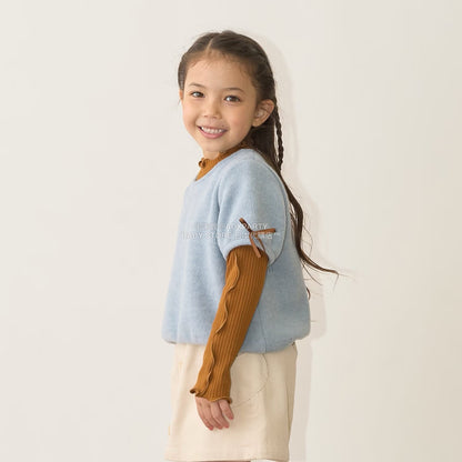 日本童裝 Ly# mine 蓬鬆拉絨短袖上衣 110-150cm 女童款 秋季 TOPS