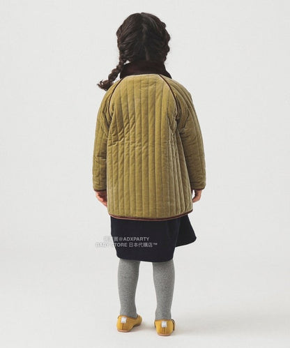 日本童裝 B:MING by BEAMS 天鵝絨絎縫夾棉大褸 100-140cm 女童款 秋冬季 (適合香港平均溫度、寒冷天氣、溫度低天氣）OUTERWEAR  聖誕紅/新年紅