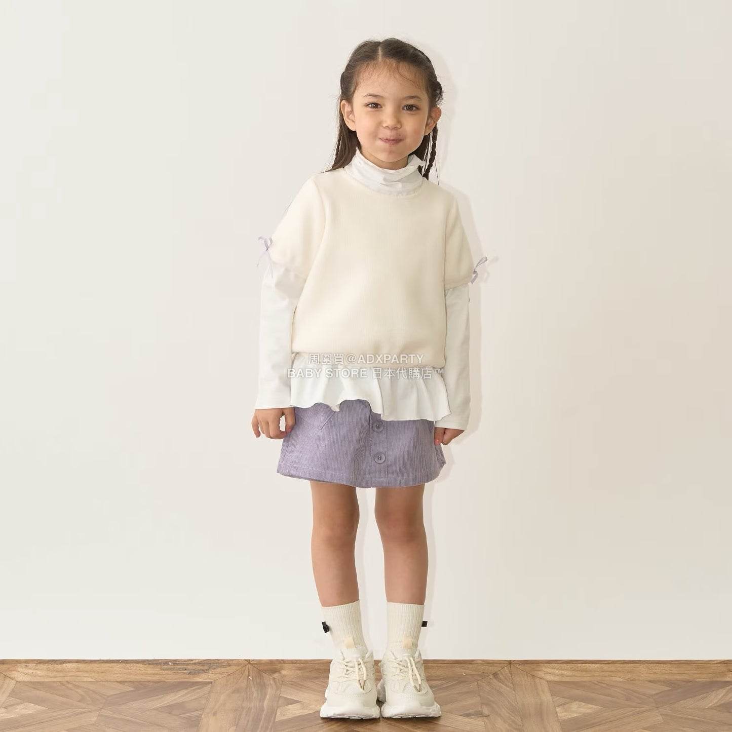 日本童裝 Ly# mine 蓬鬆拉絨短袖上衣 110-150cm 女童款 秋季 TOPS