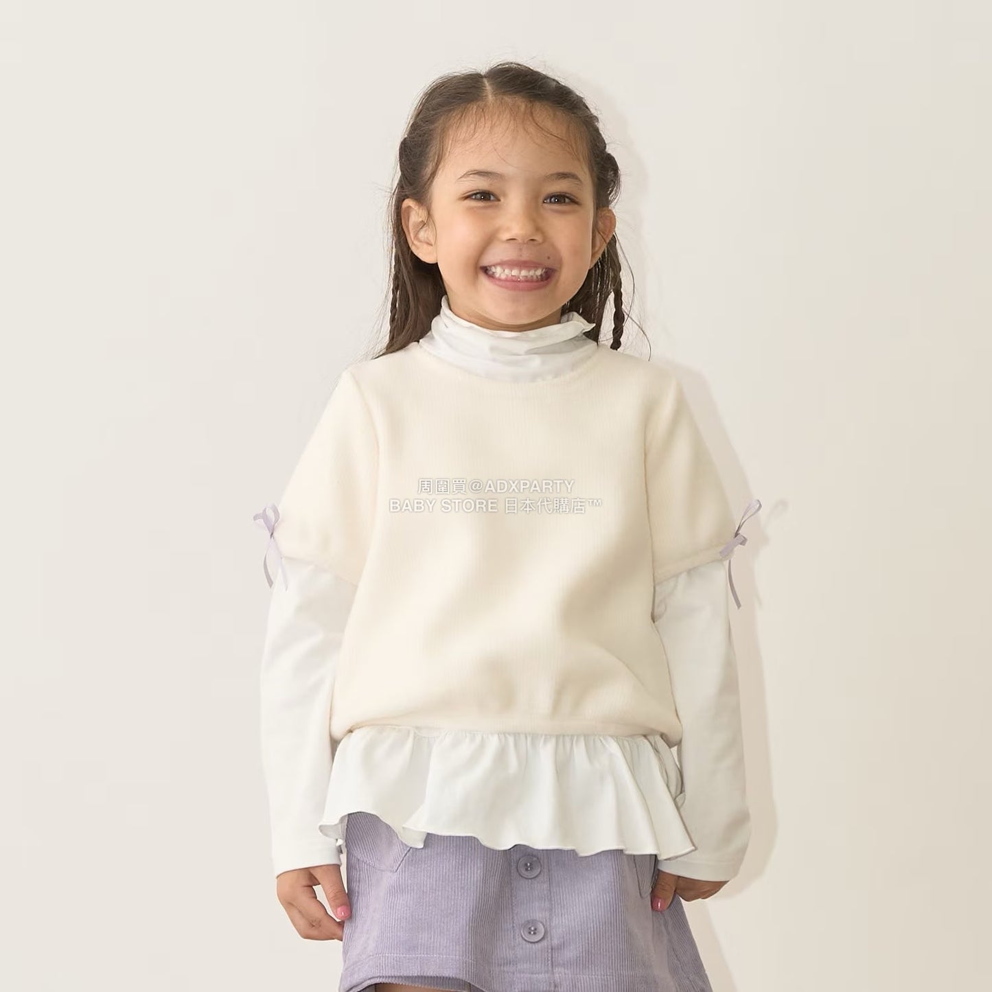 日本童裝 Ly# mine 蓬鬆拉絨短袖上衣 110-150cm 女童款 秋季 TOPS