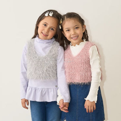 日本童裝 Ly# mine 金銀絲羽毛針織背心 110-140cm 女童款 秋季 TOPS