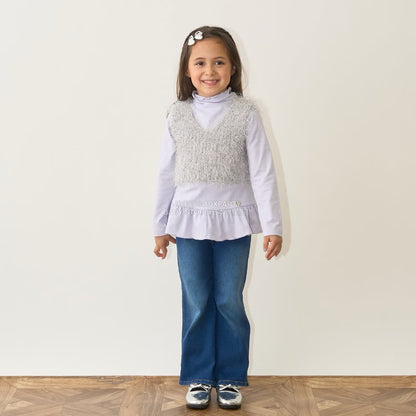 日本童裝 Ly# mine 金銀絲羽毛針織背心 110-140cm 女童款 秋季 TOPS